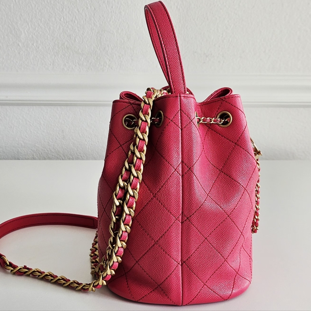 *SOLD* Chanel Pink Caviar Mini Bucket Bag - Picture 5 of 14